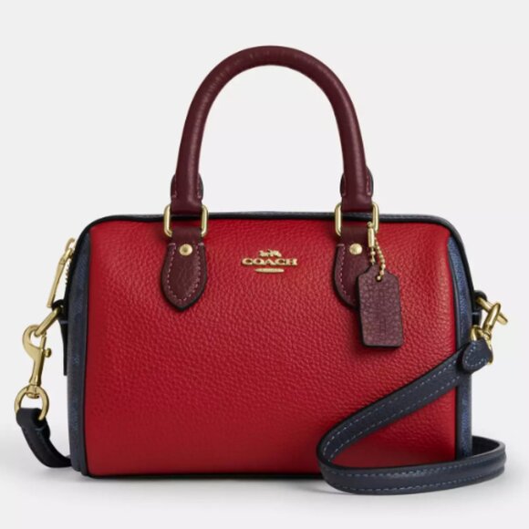 Coach Mini Rowan Crossbody Bag In Colorblock Signature Canvas NWT - Picture 1 of 6